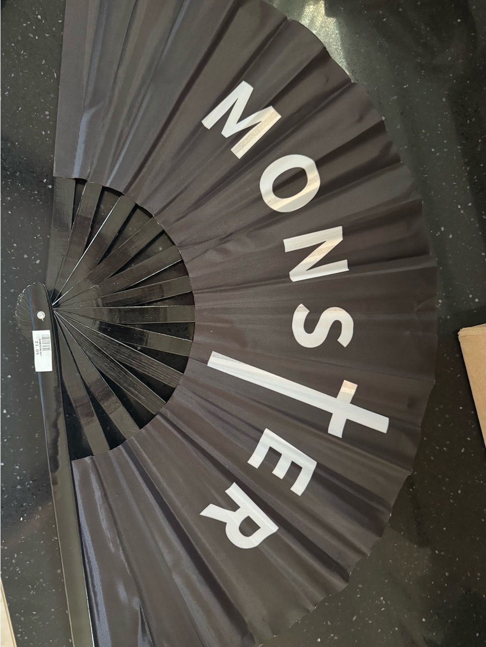 MONSTER Black Folding Hand Fan